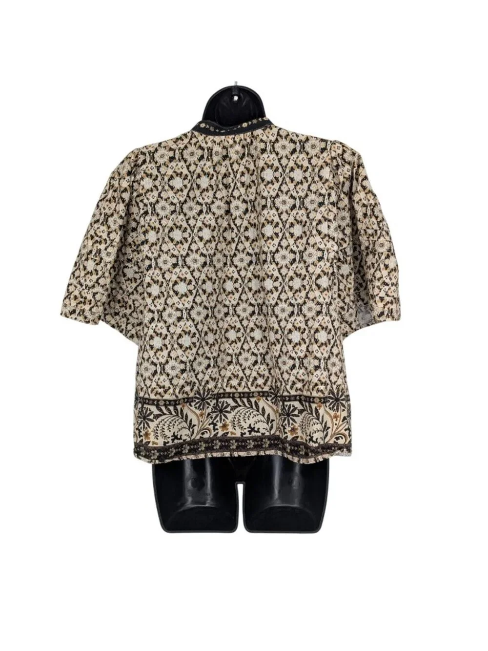 Anthropologie Lace Up Bohemian Peasant Top Floral Puff Sleeve Folk XLarge Petite